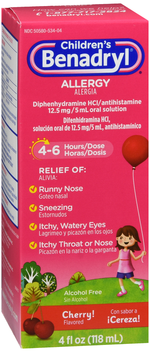 Benadryl Kids Allergy Liquid Cherry 4oz