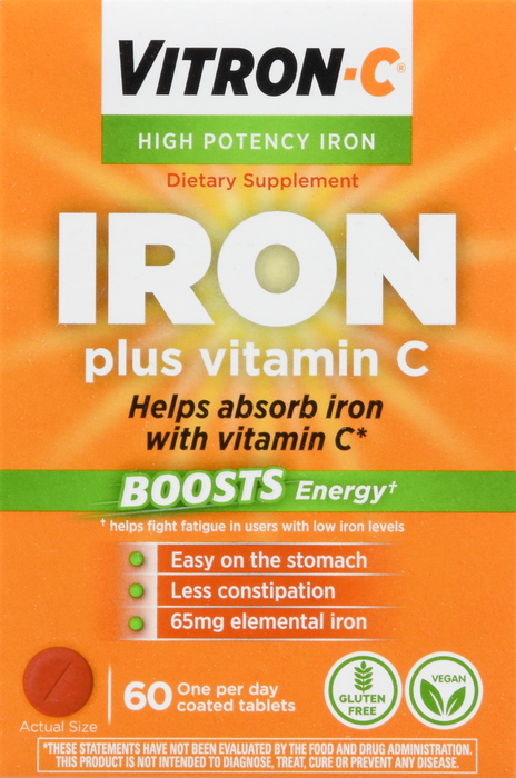 Vitron-C High Potency Iron Supplement with Vitamin C 60ct