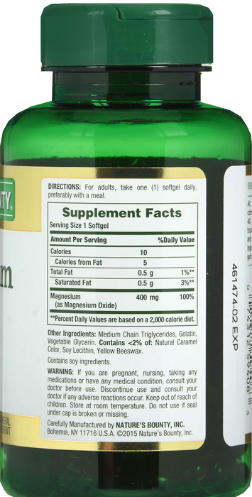 MAGNESIUM 400MG SOFTGEL 75CT NAT BOUNTY