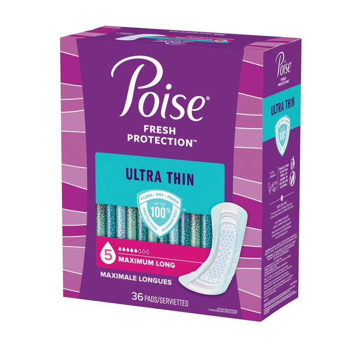 POISE ULTRA THIN MAXIMUM LONG PAD 2X36CT