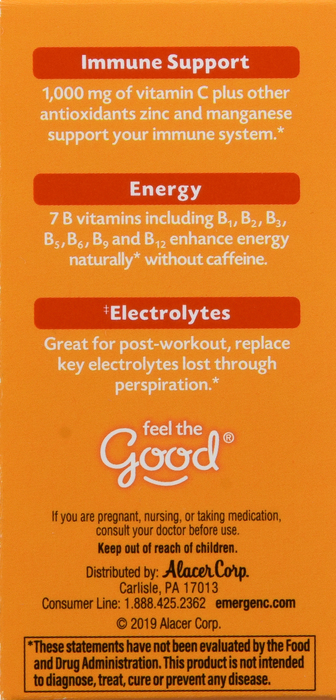 EMERGEN-C VIT C 1000MG ORANGE 10CT