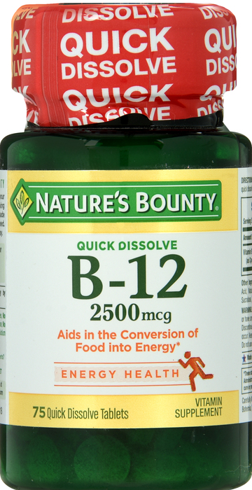 B-12 Quick Dissolve Tablets 2500mcg 75ct Nature's Bounty