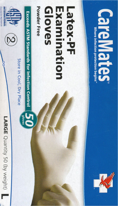 Gloves CareMates Latex Powder-Free L 50ct