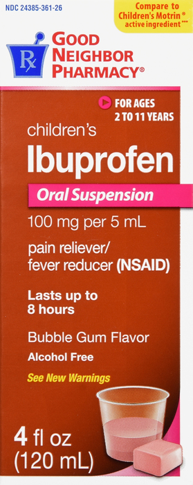 Good Neighbor Pharmacy Ibuprofen Children's Oral Suspension Bubble Gum Flavor 4oz