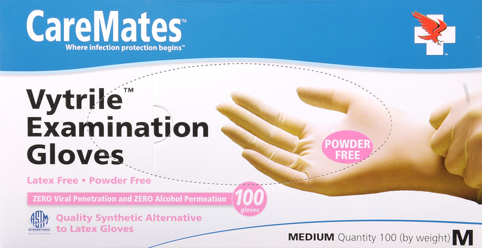 Gloves CareMates Vytrile Powder-Free M 100ct