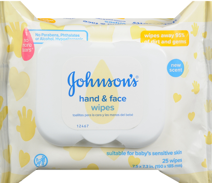 JOHNSONS HAND AND FACE WIPES 25CT