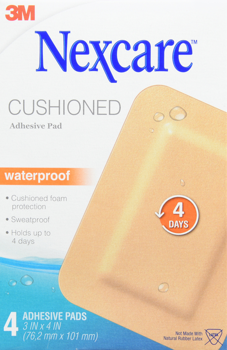 NEXCARE ADHSIV PAD WTRPRF 3"X4" 4CT