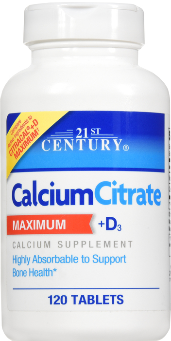 21st Century Calcium Citrate Plus D Maximum Caplets 120ct