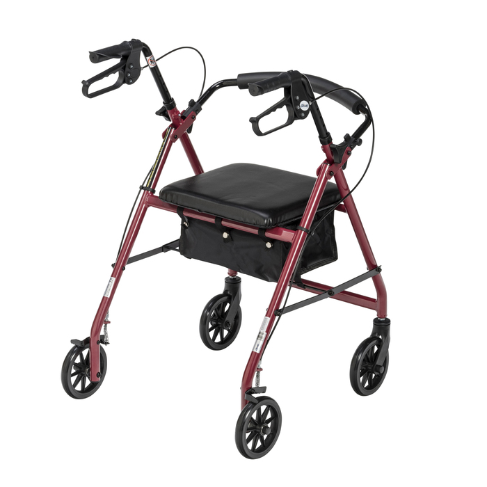 Rollator Aluminum with Seat Red 6" Wheels