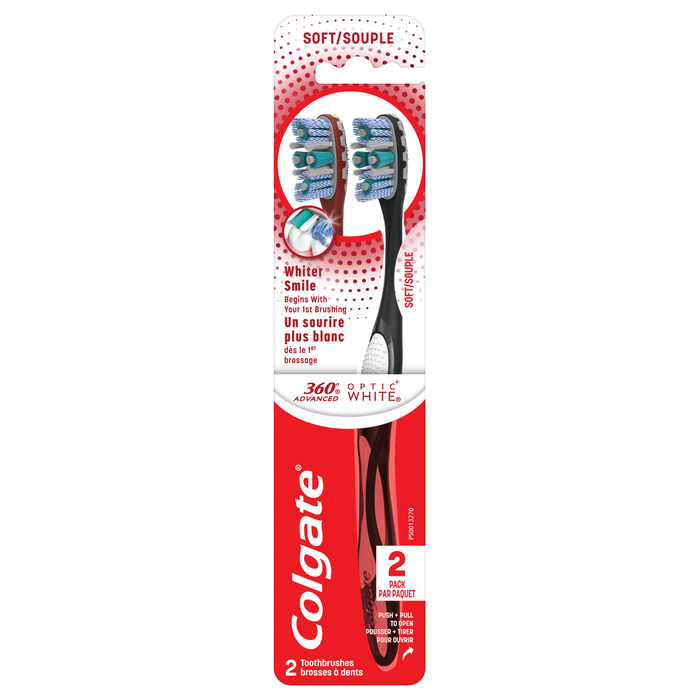 Colgate 360 Advanced Optic White Toothbrush Soft 2ct