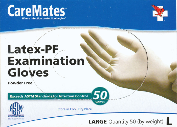 Gloves CareMates Latex Powder-Free L 50ct