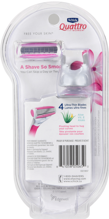 Schick Quattro for Women Women's Razor + 4 Blade Refills 4ct