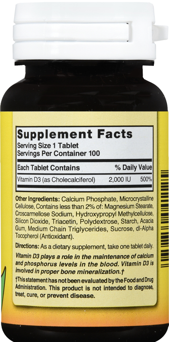 Nature's Blend Vitamin D3 2000IU Tablets 100ct