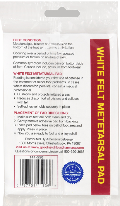 Good Neighbor Pharmacy Metatarsal Pad 3x4ct