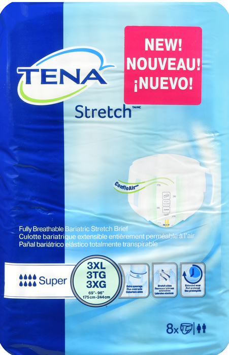 TENA BRIEF BARIATRIC STRETCH 3XLG 4X8CT