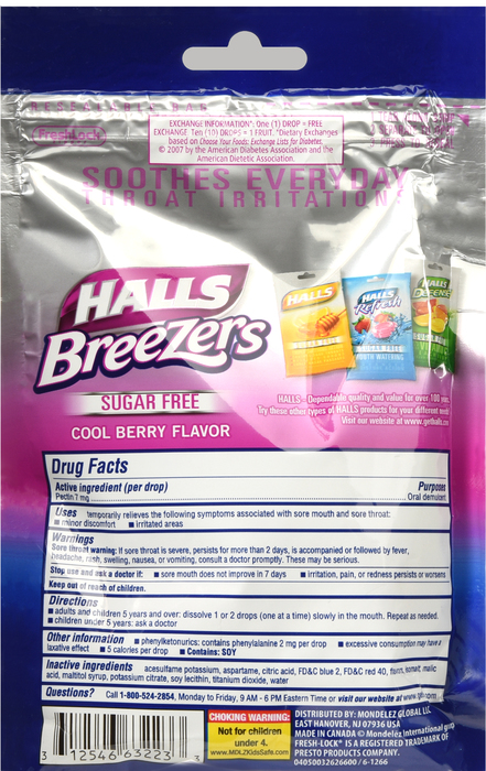 Hall's Breezers Sugar Free, Cool Berry Drops 20ct