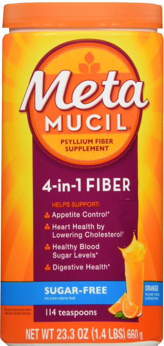 Metamucil Psyllium Sugar-Free Fiber Supplement Orange Powder 23.3oz