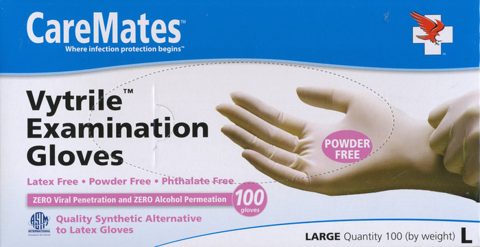 Gloves CareMates Vytrile Powder-Free L 100ct