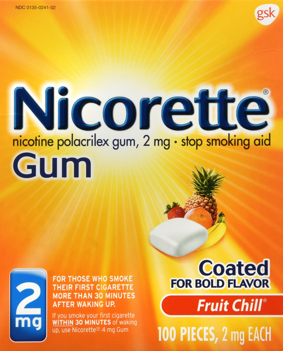 Nicorette Stop Smoking Aid 2mg Fruit Chill Coated Nicotine Gum 100ct