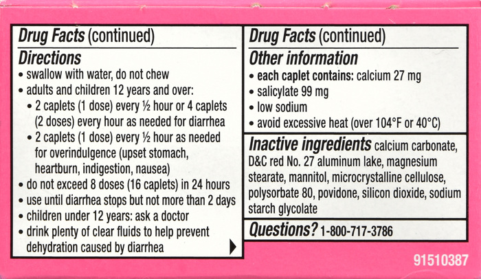 Pepto Bismol Original Digestive 5 Symptom Relief Caplets 24ct