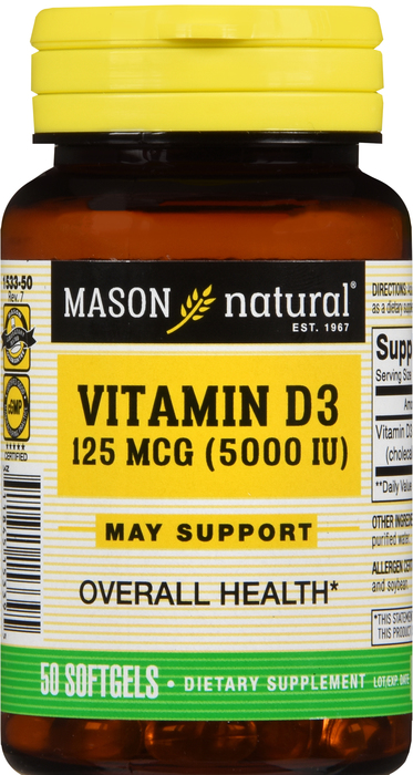 Mason Natural Vitamin D3 5000IU Softgels 50ct