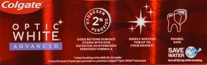 Colgate Optic White Advanced Teeth Whitening Toothpaste, Sparkling White 3.2oz