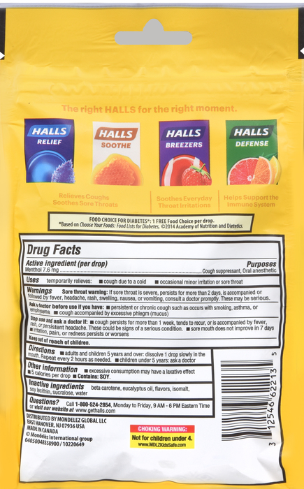 Hall's Sugar Free Peg Bag 25ct