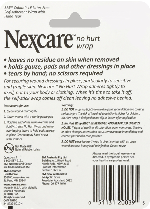 Nexcare No Hurt Wrap Tape 2 in x 80 in 1ct