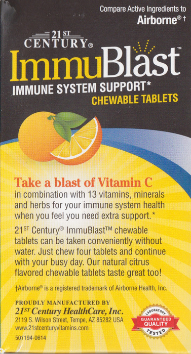 21st Century ImmuBlast Immune System Support Citrus Chewable Tablets 32ct