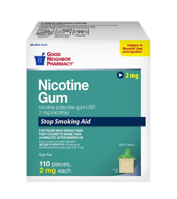 Good Neighbor Pharmacy Nicotine Gum 2mg Uncoated Mint 110ct