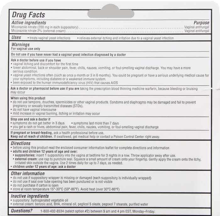 MICONAZOLE 3 DAY SUPPOSITORY/CRM W/APPL