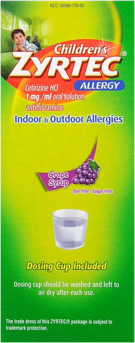 Children's Zyrtec 24HR Allergy Sugar-Free Grape Flavor Syrup 4oz