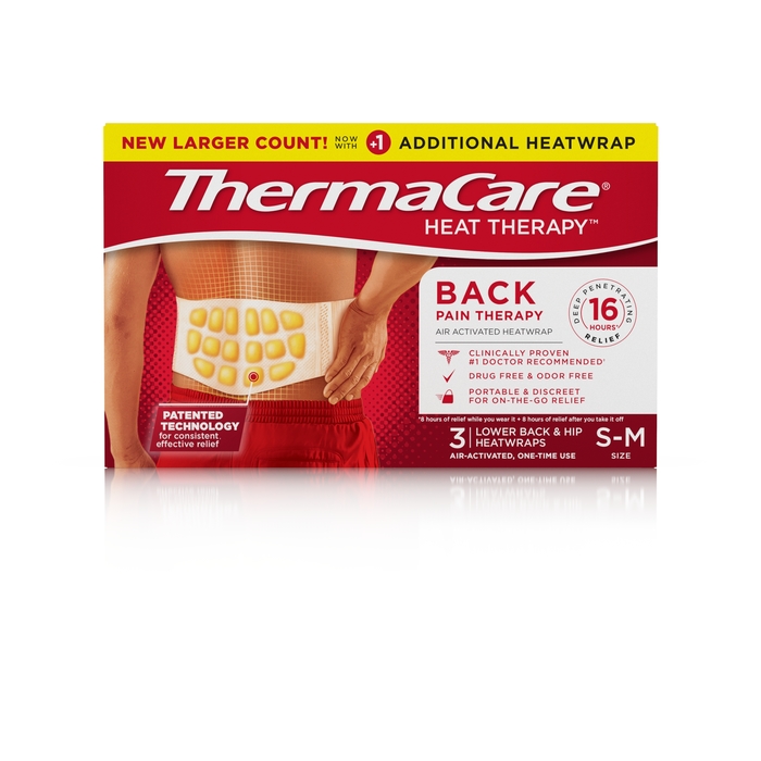 Thermacare Back Pain Therapy S/M Heatwraps 3ct