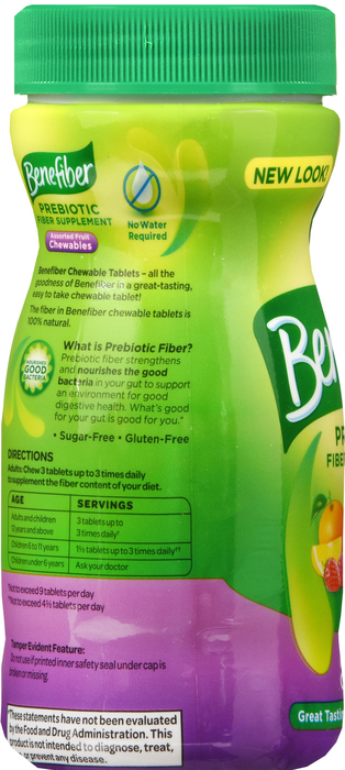 Benefiber Prebiotic Assorted Fruit Chewable Tablets 100ct