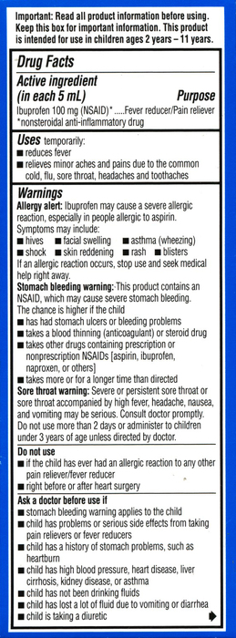 Advil Children's Ibuprofen 100mg Grape Oral Suspension 4oz