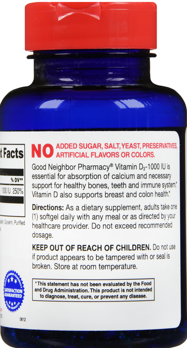 Good Neighbor Pharmacy Vitamin D 1000 IU Softgels 250ct