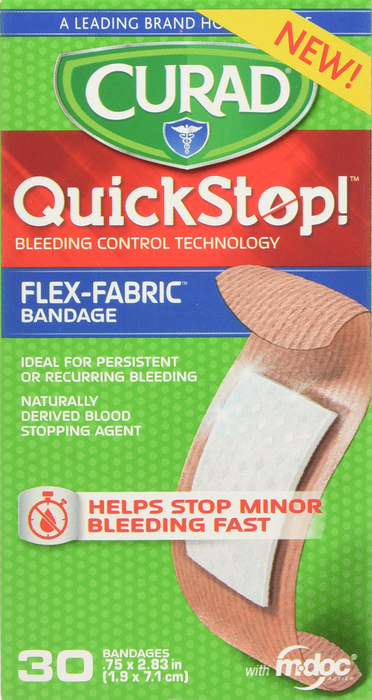 Curad QuickStop! Bleeding Control Bandages .75x2.83 30ct