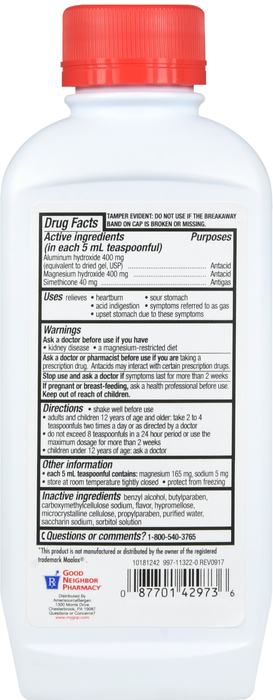 Good Neighbor Pharmacy Antacid Anti-Gas Maximum Strength Cherry Creme Flavor 12oz