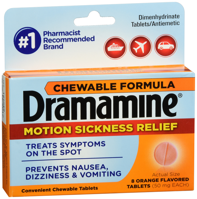 Dramamine Formula Motion Sickness Relief Orange Chewable Tablets 8ct