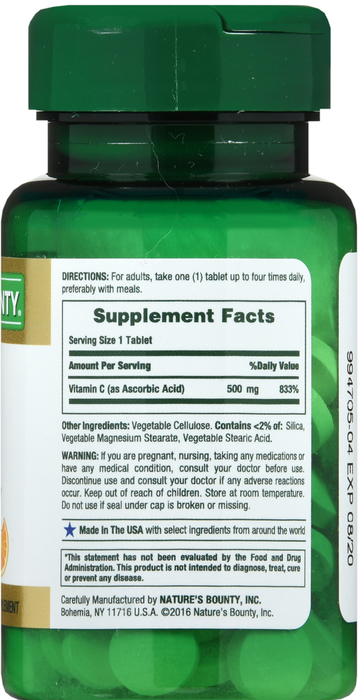 NATURES BOUNTY VITAMIN C 500MG TABLET 100CT