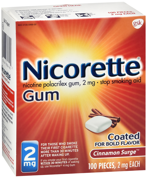 Nicorette Stop Smoking Aid 2mg Cinnamon Surge Coated Nicotine Gum 100ct