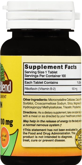 NATURES BLEND VITAMIN B2 100MG TABLET 100CT