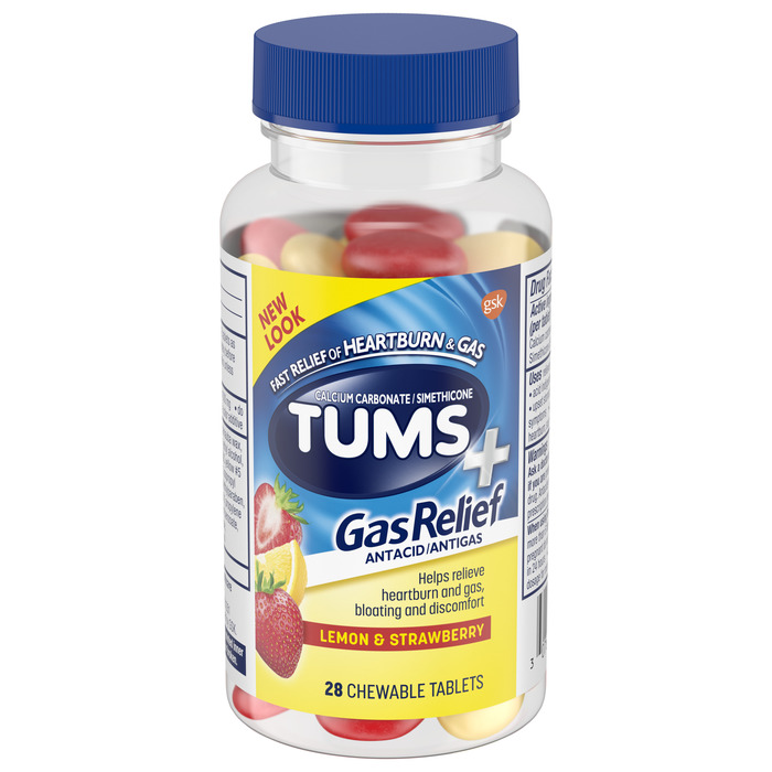 TUMS CHEWY BITES PLUS GAS LMN STBRY 28CT