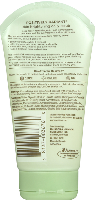 Aveeno Positively Radiant Skin Brightening Exfoliating Face Scrub 5oz