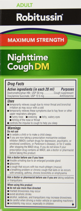 ROBITUSSIN DM MAX STR NIGHTTIME CGH 8OZ