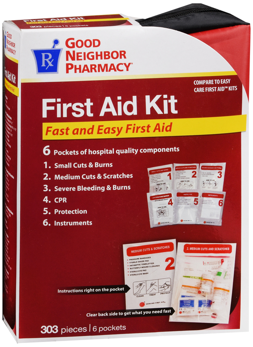 Good Neighbor Pharmacy First Aid Kit 6 Pockets 303 Pieces