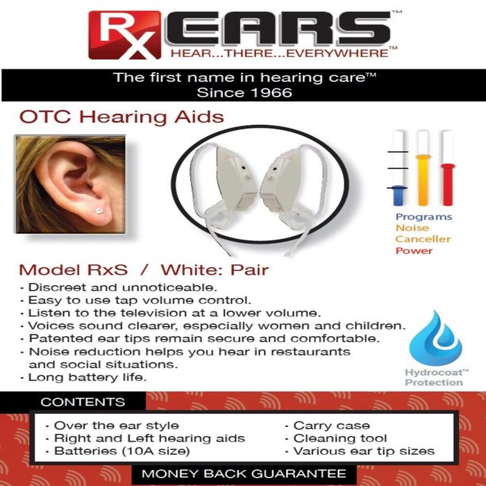 RX EARS HEARING AIDS WHITE DS