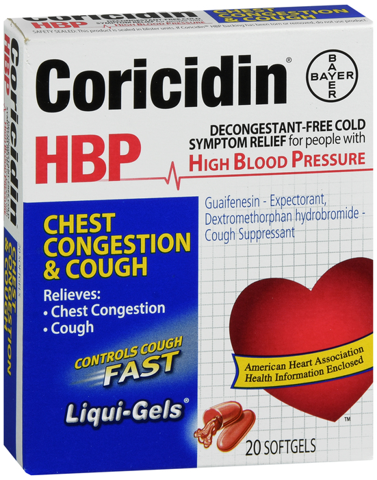 Wholesale Coricidin HBP Chest Congestion & Cough Liquid Gels 20ct ...