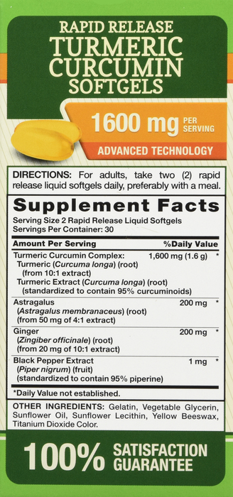 TURMERIC 1600MG RR SGC 60CT NAT TRU