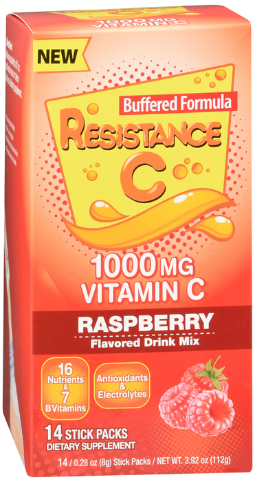 RESIST C VIT C 1000MG RASPBRRY STK 14CT